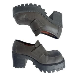 Vintage Lower East Side Brown Chunky Platform Loafers – Size 5.5 – Faux Leather